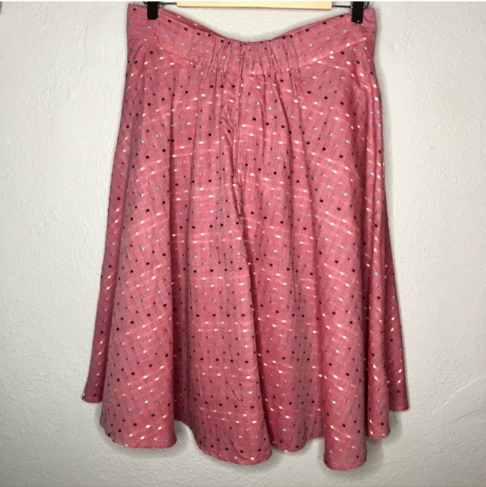 ModCloth Pink A Line Dot Skirt w Pockets Large